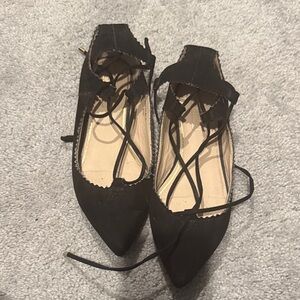 Topshop Black Lace-Up Flats